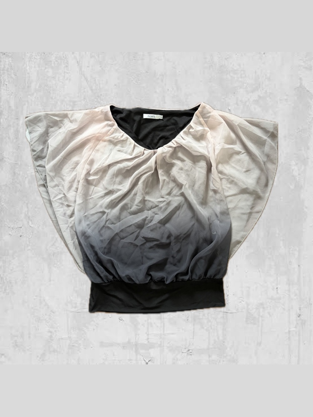 Ricki's Black and White Ombre Flutter Sleeve Blouse